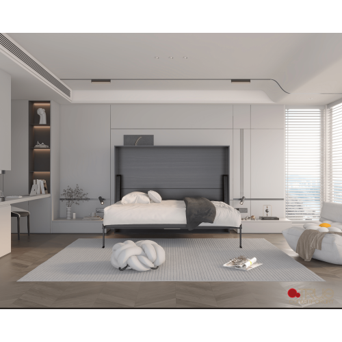 True Contemporary Heidi II Rustic Grey Horizontal Murphy Wall Pull Down Bed