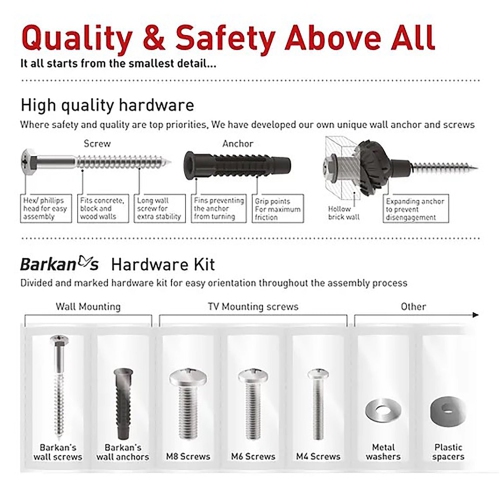 Barkan - Full Motion Television Mount, For Flat or Curved Screens from 13" to 65", Maximum 40kg