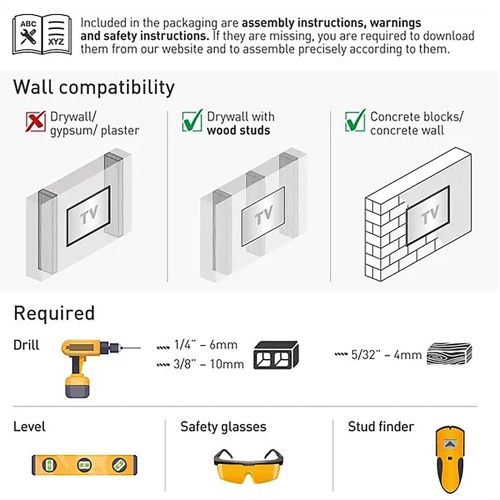 Barkan - Full Motion Television Mount, For Flat or Curved Screens from 13" to 65", Maximum 40kg