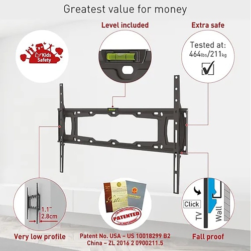 Barkan - Support fixe pour téléviseur, pour écrans de 13 à 90 po, maximum 60 kg
