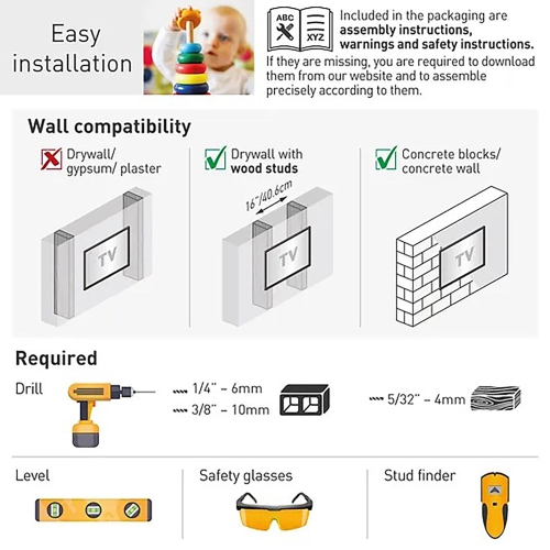 Barkan - Support fixe pour téléviseur, pour écrans de 13 à 90 po, maximum 60 kg