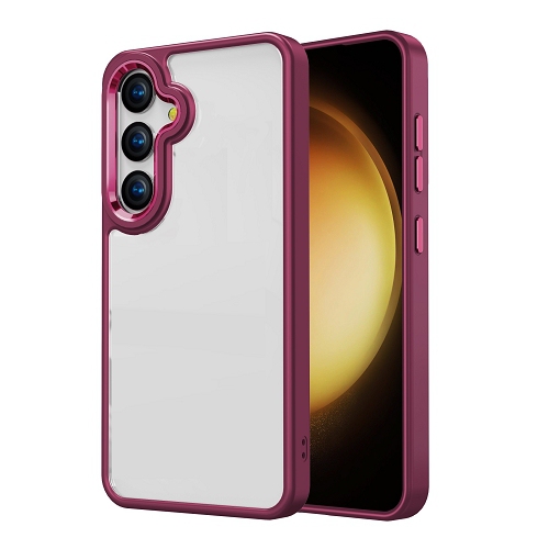 TopSave Thin Slim Shockproof Bumper Protective Case, Anti-Scratch Clear Back Cover For Samsung Galaxy S24, Burgundy