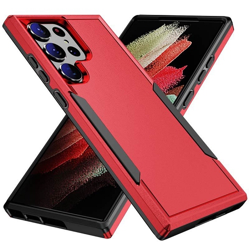 ICM  Topsave Matt Polish PC+Tpu 2 In 1 Slim Lightweight Shockproof, Rugged, Protective Armor Case for Samsung Galaxy S24 Ultra (6.8") In Red