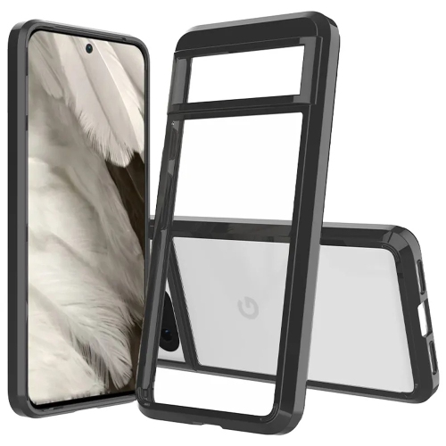 Étui hybride transparent et transparent de Mobile Magic pour Google Pixel 8 5G - polycarbonate transparent + TPUR noir