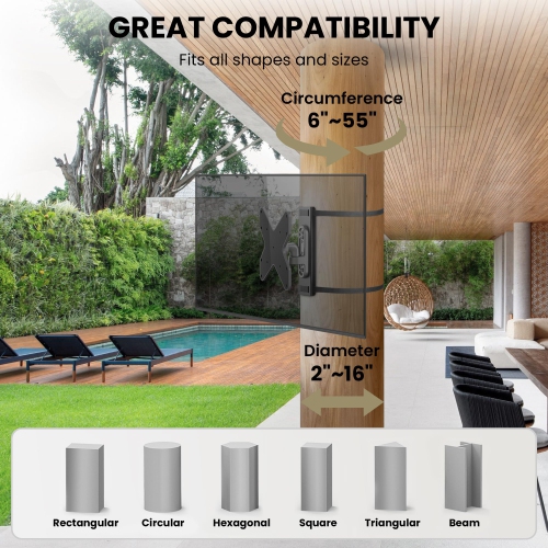 ZeboZap Swiveling Outdoor Gazebo TV Mount | Gazebo TV Mount | Patio TV Mount | Pergola TV Mount | Square Post TV Mount | Weatherproof | Holds 33lbs |