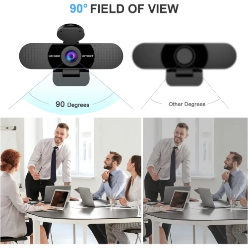 1080P Webcam with Microphone - C960 Web Camera with Privacy Cover, 2 Mics Streaming Webcam, 90°View Computer Camera, Plug&Play USB Webcam for