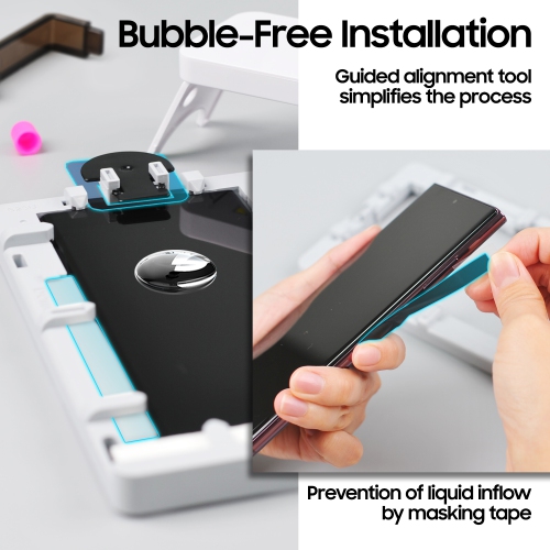 Protecteur d'écran en verre DomeGlass blanc pour Galaxy S23 plus avec lampe UV [9H verre trempé, sans bulles, trousse d'installation] - Paquet de 2