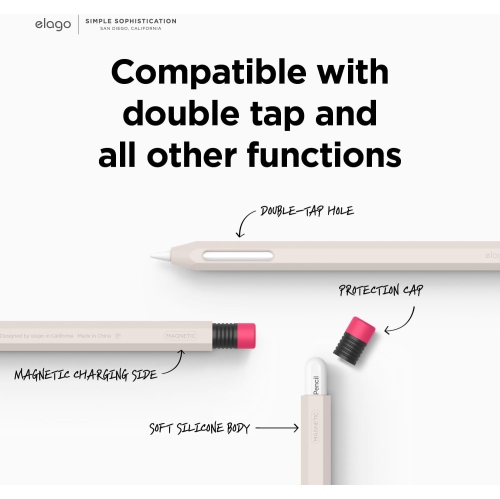 Étui à crayons classique elago compatible avec la housse de protection pour Apple Pencil de 2nd génération, silicone durable, habillage de