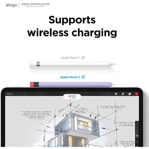 elago Classic Pencil Case Compatible with Apple Pencil 2nd Generation Cover Sleeve, Compatible with Magnetic Charging & Double Tap [Lavender]