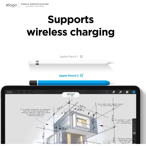 elago Classic Pencil Case Compatible with Apple Pencil 2nd Generation Cover Sleeve, Compatible with Magnetic Charging and Double Tap [Blue]