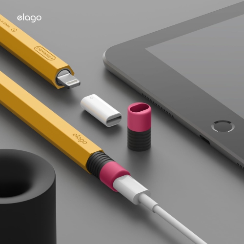 elago Classic Pencil Case Compatible with Apple Pencil and USB-Lightning Adapter [Adapter Not Included], Protective Silicone Skin Cover Sleeve
