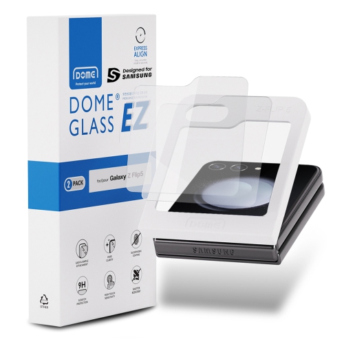 Image 1 of 6.. Whitestone EZ Glass Screen Protector for Galaxy Z Flip 5 [Full Coverage Tempered Glass Shield, Easy Install] - 2 Pack