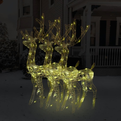 VIDAXL  Acrylic Reindeer Christmas Decorations 3 PCs 120 Cm Warm White