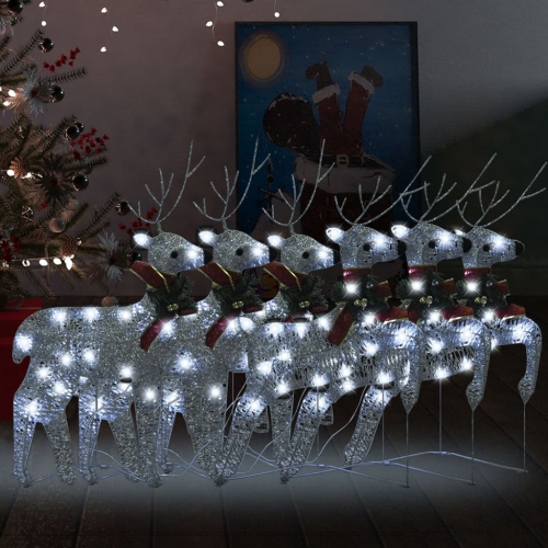 VIDAXL  Christmas Reindeers 6 PCs Silver 120 Leds