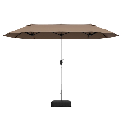 Image 1 de 10.. Gymax 13FT Double-sided Patio Umbrella w/ Crank Handle Umbrella Base Safety Lock