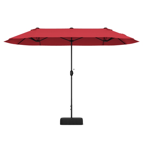 Image 1 of 10.. Gymax 13FT Double-sided Patio Umbrella w/ Crank Handle Umbrella Base Safety Lock