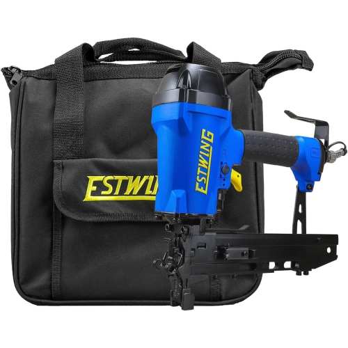 Image 1 of 9.. Estwing EFS105 Pneumatic 10.5-Gauge 1-9/16" Fencing Stapler with Adjustable Metal Belt Hook, Industrial Swivel Fitting, and Bag