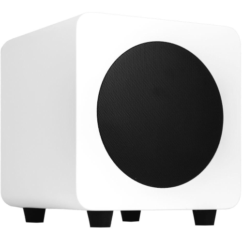 Haut-parleur d'extrêmes graves actif SUB6GW de Kanto avec câble RCA blanc BRILLANT - Boîte ouverte