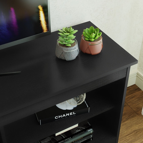 Madesa TV Stand Entertainment Center TV Bench with 6 Open Shelves Easy Cable Management for 65, 75 Inch Living Room and Bedroom Modern Wooden