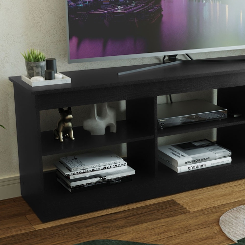 Madesa TV Stand Entertainment Center TV Bench with 6 Open Shelves Easy Cable Management for 65, 75 Inch Living Room and Bedroom Modern Wooden