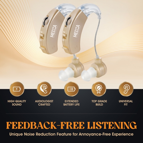 Amplificateur de son derrière l'oreille – appareil d'amplification auditive BTE et système d'amélioration du son numérique PSAD pour les