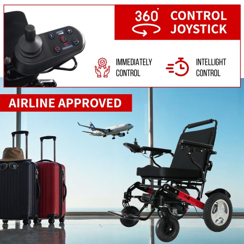 Pro 2.0 Electric Wheelchair, Lightweight, Foldable Motorized Wheelchair for Adults, Seniors - Black