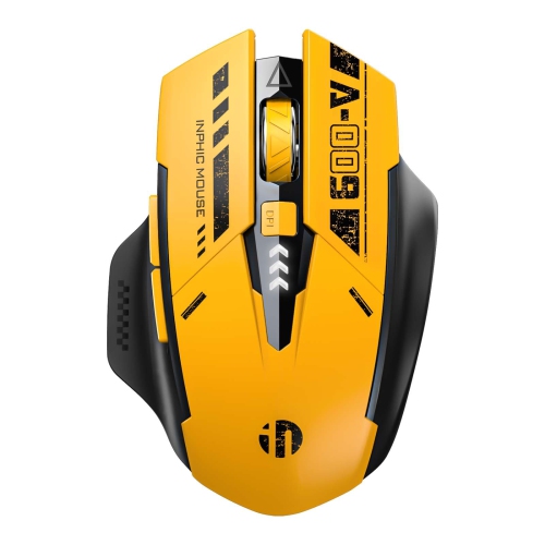 HLD Bluetooth Mouse Wireless Rechargeable Mecha Yellow Style Mouse for Multi-Device (Bt 5.0/4.0+2.4Ghz), Battery Visible Computer Mouse