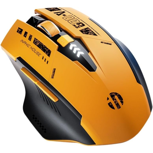 Bluetooth Mouse Wireless Rechargeable Mecha Yellow Style Mouse for Multi-Device, Battery Visible Computer Mouse