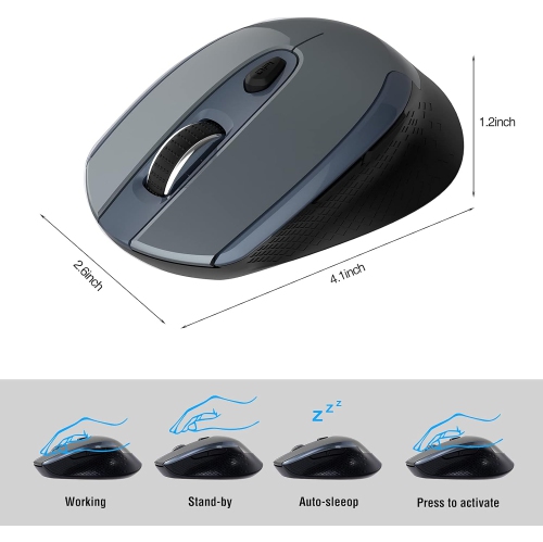 Wireless Computer Mouse, 2.4G Silent Cordless Mouse for Laptop, Mouse with 6 Buttons and 3 Adjustable DPI for Laptop, Deskbtop, MacBook, PC