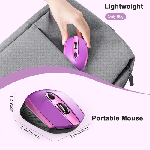 Wireless Computer Mouse, 2.4G Silent Cordless Mouse for Laptop, Mouse with 6 Buttons and 3 Adjustable DPI for Laptop, Deskbtop, MacBook, PC