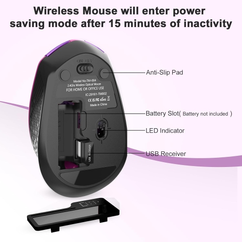 Wireless Computer Mouse, 2.4G Silent Cordless Mouse for Laptop, Mouse with 6 Buttons and 3 Adjustable DPI for Laptop, Deskbtop, MacBook, PC