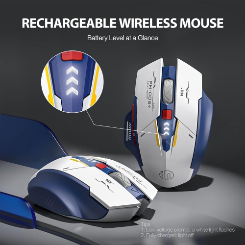 Wireless Mouse, INPHIC Rechargeable Ergonomic Silent Mice with 2.4G USB Receiver Mecha Style Mouse Wireless for Laptop Computer Mac MacBook