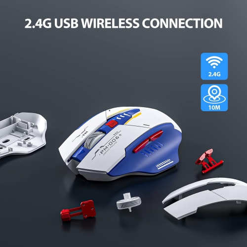 Wireless Mouse, INPHIC Rechargeable Ergonomic Silent Mice with 2.4G USB Receiver Mecha Style Mouse Wireless for Laptop Computer Mac MacBook