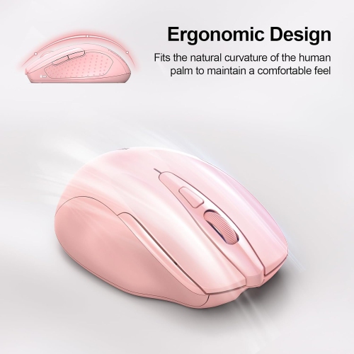 Rechargeable Wireless Mouse, 2.4G Silent Mouse, Quiet Click, 6 Adjustable 4800 DPI, Cordless Computer Mouse, Ergonomic for Laptop, 6 Buttons USB for