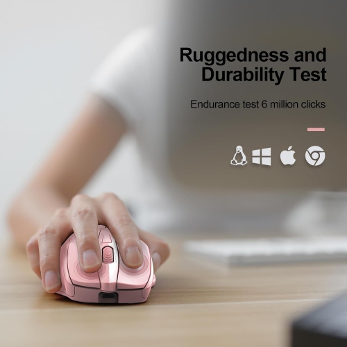 Rechargeable Wireless Mouse, 2.4G Silent Mouse, Quiet Click, 6 Adjustable 4800 DPI, Cordless Computer Mouse, Ergonomic for Laptop, 6 Buttons USB for