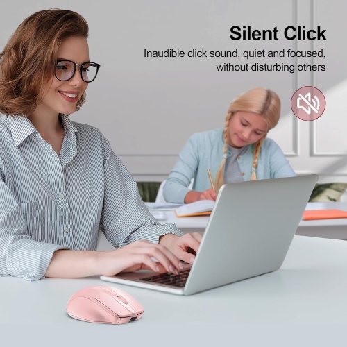 Rechargeable Wireless Mouse, 2.4G Silent Mouse, Quiet Click, 6 Adjustable 4800 DPI, Cordless Computer Mouse, Ergonomic for Laptop, 6 Buttons USB for