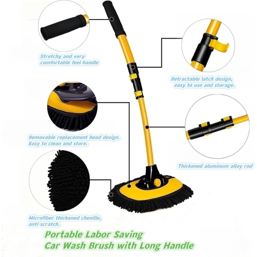 axGear Car Wash Brush Mop with Long Handle Microfiber Cleaning Broom Kit Tool