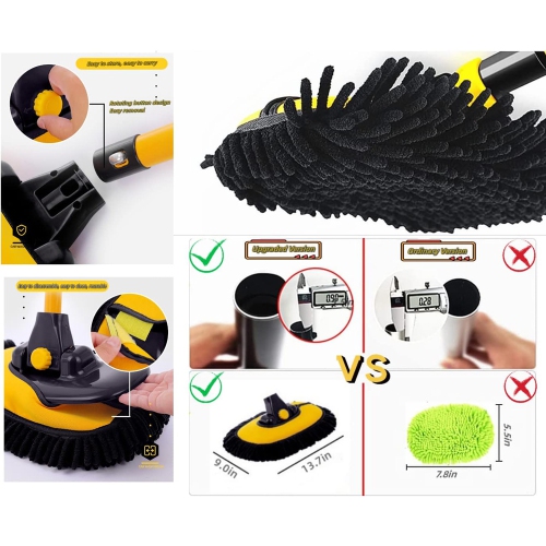axGear Car Wash Brush Mop with Long Handle Microfiber Cleaning Broom Kit Tool