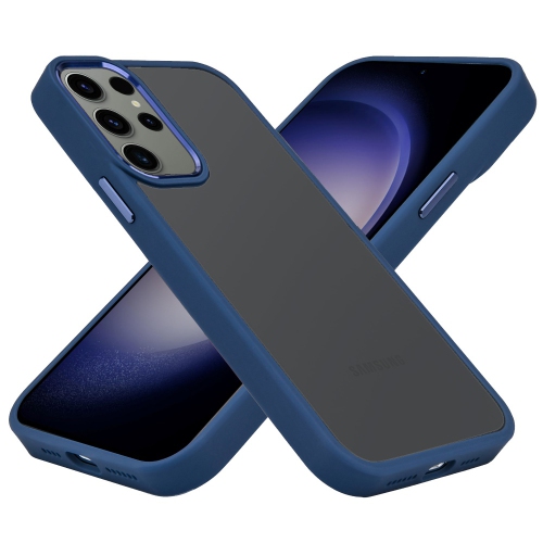 MOBILE MAGIC  for Samsung Galaxy S24 Ultra Finest Transparent Thick Acrylic Hybrid Metal Buttons Cover Case - In Blue