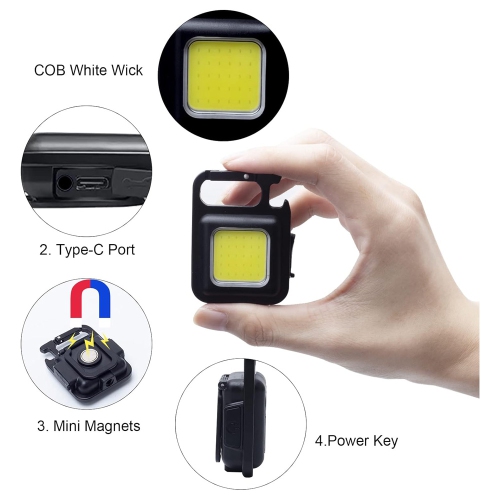 axGear COB LED Flashlight Keychain 500 Lumens Mini Portable Rechargeable Magnet