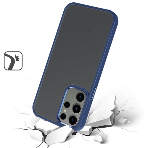 Mobile Magic For Samsung Galaxy s24 Finest Transparent Thick Acrylic Hybrid Metal Buttons Cover Case - Blue