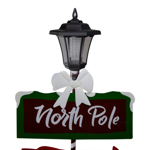 Solar-Powered North Pole Light Up Lantern Post Christmas Sign - 49.75"