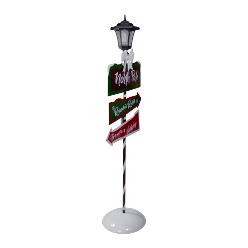 Solar-Powered North Pole Light Up Lantern Post Christmas Sign - 49.75"