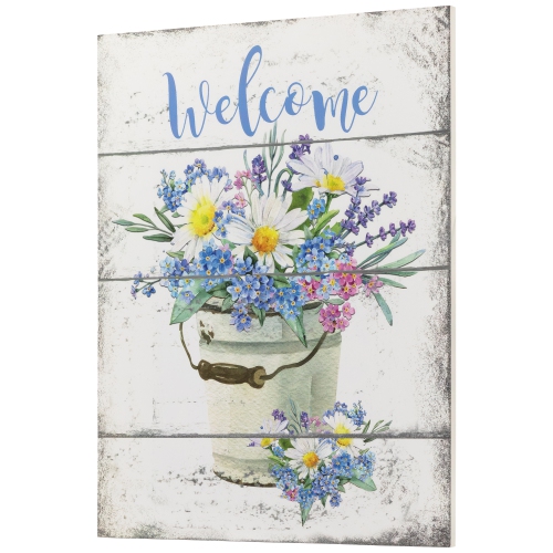 Affiche murale « Welcome » florale du printemps – 16 po