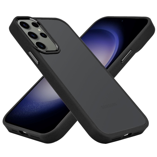 Mobile Magic For Samsung Galaxy s24 Finest Transparent Thick Acrylic Hybrid Metal Buttons Cover Case - Black