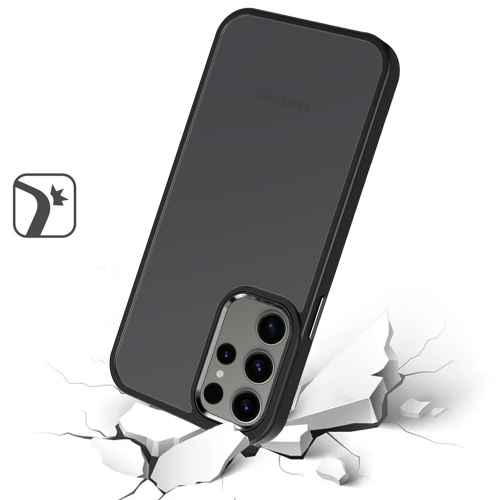 Mobile Magic For Samsung Galaxy s24 Finest Transparent Thick Acrylic Hybrid Metal Buttons Cover Case - Black