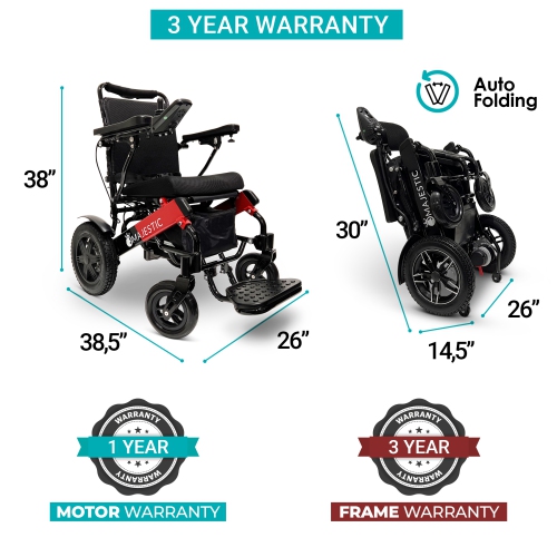 MAJESTIC IQ-9000 Airline Approved Luxury Electric Wheelchair | Auto Recline, LCD Joystick, Foldable, Up to 30 KM Range, Ultra-Light | 17’’ Seat