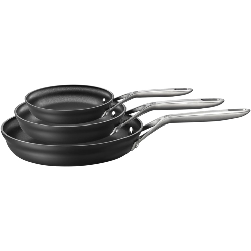 Image 1 of 7.. ZWILLING KC71248 J.A. Henckels NN Motion Hard Anodized 3-pc Aluminum Nonstick Fry Pan Set, Black
