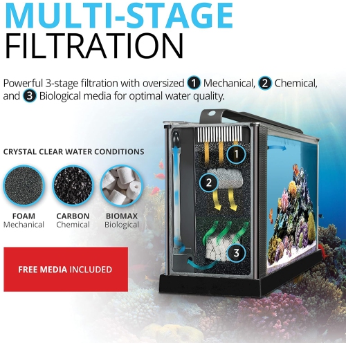 Fluval Sea Evo V Saltwater Fish Tank Aquarium Kit, Black, 5 gal, 10528A1