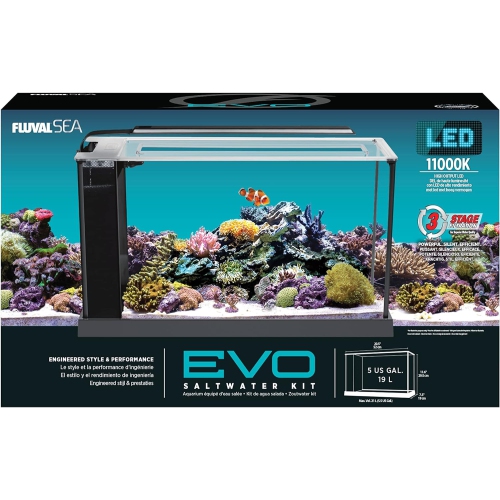 Fluval Sea Evo V Saltwater Fish Tank Aquarium Kit, Black, 5 gal, 10528A1